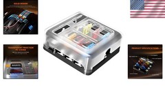 Compact LED Indicator Fuse Block with 6 Circuits – 30 Amps for Easy Installation