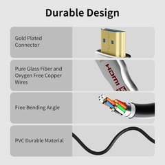 8K HDMI to HDMI 2.1 Cable Cord UHD HDTV Ultra High Speed 3D Dolby HD HDCP 85ft