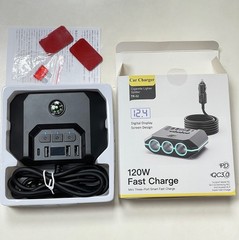 7-in-1 Car Cigarette Lighter Socket 3-USB Charger Splitter Outlet Power Adapter