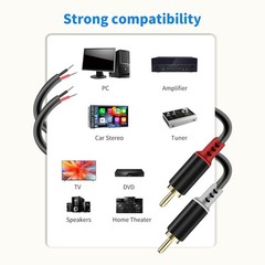 RCA to Speaker Wire Adapter, 2 Bare Cables Plug Adapter – 6.6FT