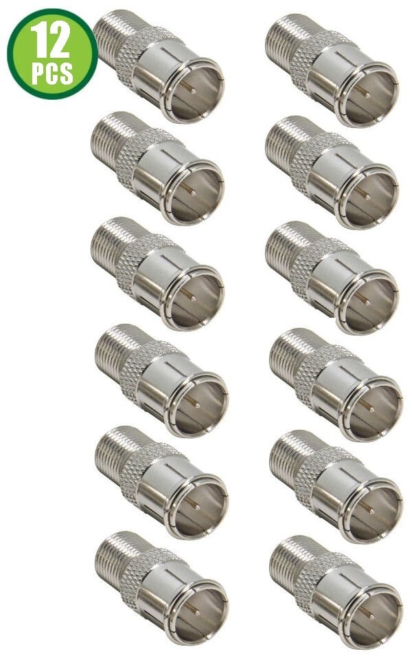 12 Pack F-type Quick Push-On Adapter Male-Female Coax Cable RG59 RG6 Connector