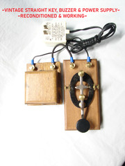~UNBRANDED VINTAGE STRAIGHT KEY, BUZZER & POWER SUPPLY~RECONDITIONED~WORKS~