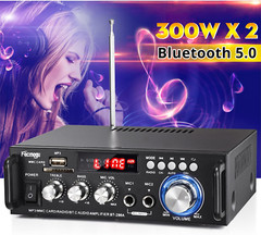 Amplificador de audio estéreo inalámbrico Bluetooth 5.0 de 298 A y 300 W x 2