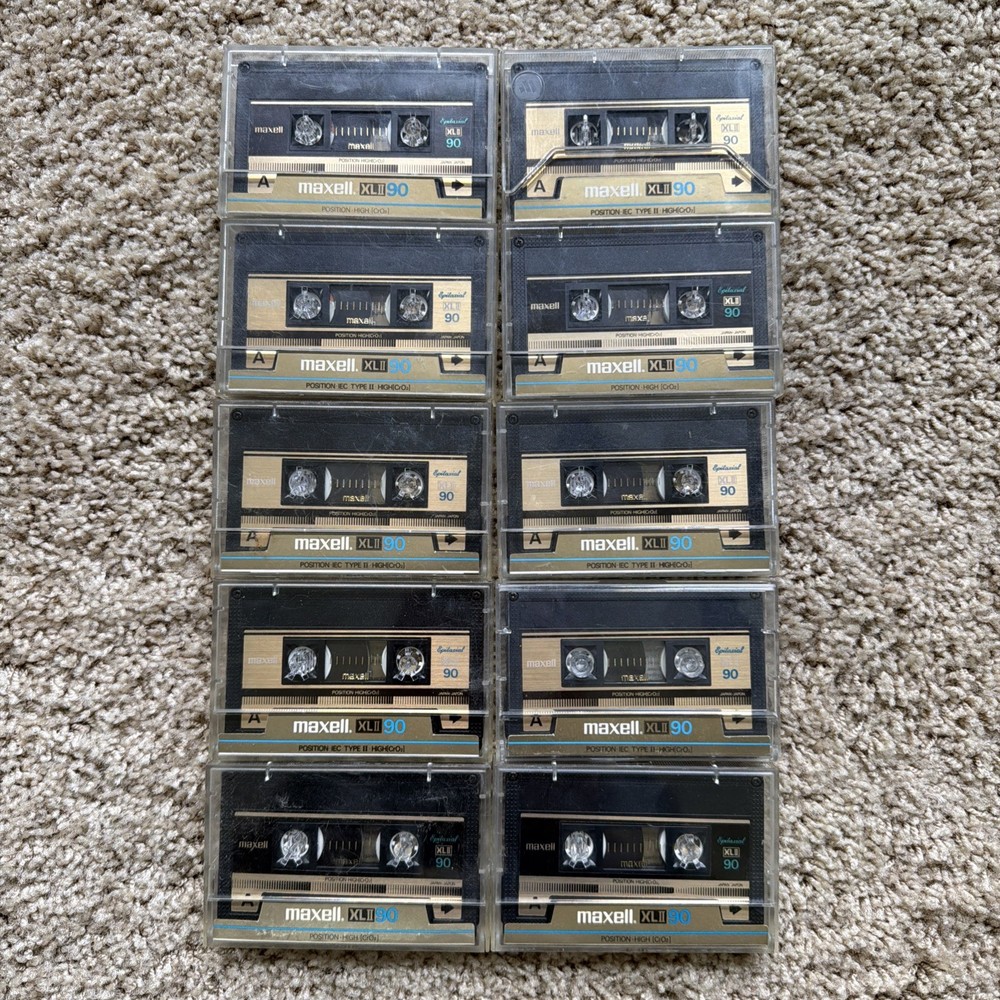 Maxell XLII 90 lot of 10 type II chrome cassette tapes Japan 1985