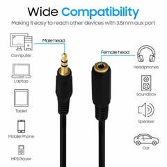 Headphone Extension Cable 3.5mm Jack Male to Female Audio Extender Cord Lot US