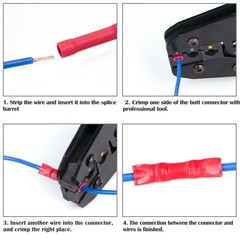 1000pcs Red Fully Insulated 22-16AWG Wire Crimp Butt Connectors Splice Terminals