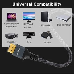 8K HDMI Extension Cable 2-Pack, Male to Female, Nylon Braided, 48Gbps, 5FT, 4K@1