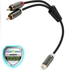 FosPower 8″ 2RCA Male to 1RCA Female Stereo Audio Gold Adapter Cable Cord Plug