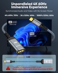USB C to HDMI Adapter (4K@60Hz), USB Type C to HDMI Cable Adapter [High Speed, T