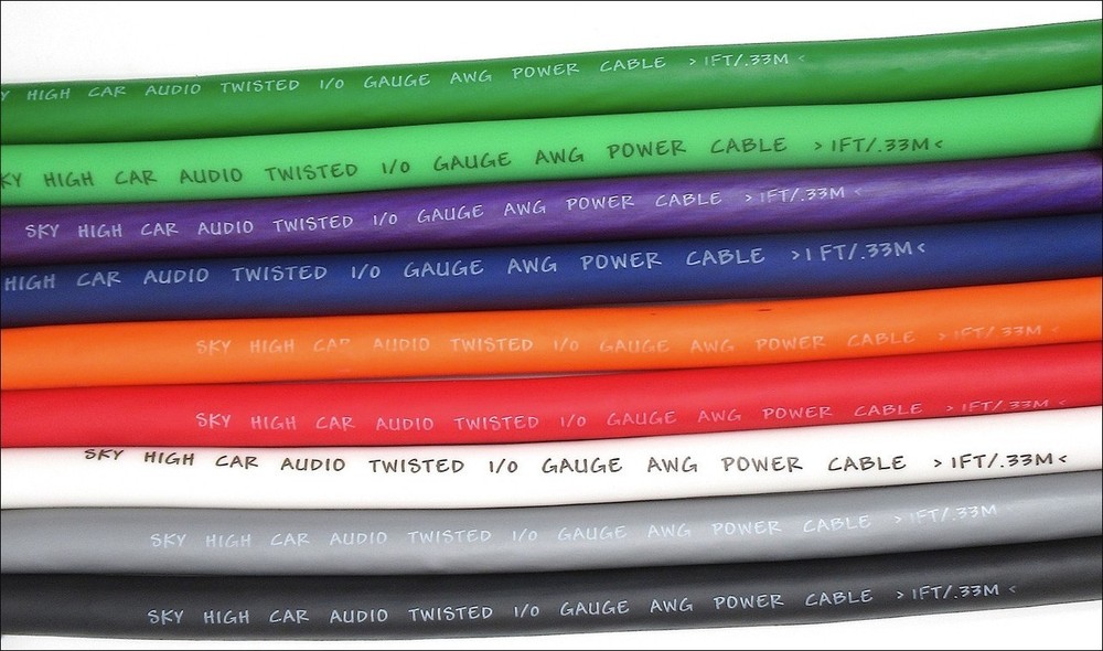 4 Gauge AWG OFC Lime Green Sky High Car Audio Power Ground Cable – by the Foot –