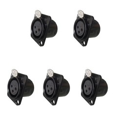 5pcs XLR 3Pin Female panel mount chassis, Fine black nickel plated housing