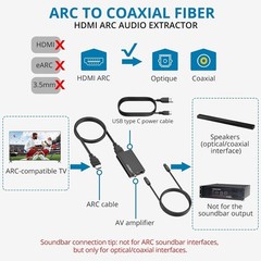 192KHz HDMI ARC Audio Extractor to Optical TOSLINK SPDIF & Coaxial Audio Spli…