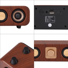 Wood Grain 4D Surround Heavy Bass 2″ 10W Retro Bluetooth Strip Audio speaker NEW