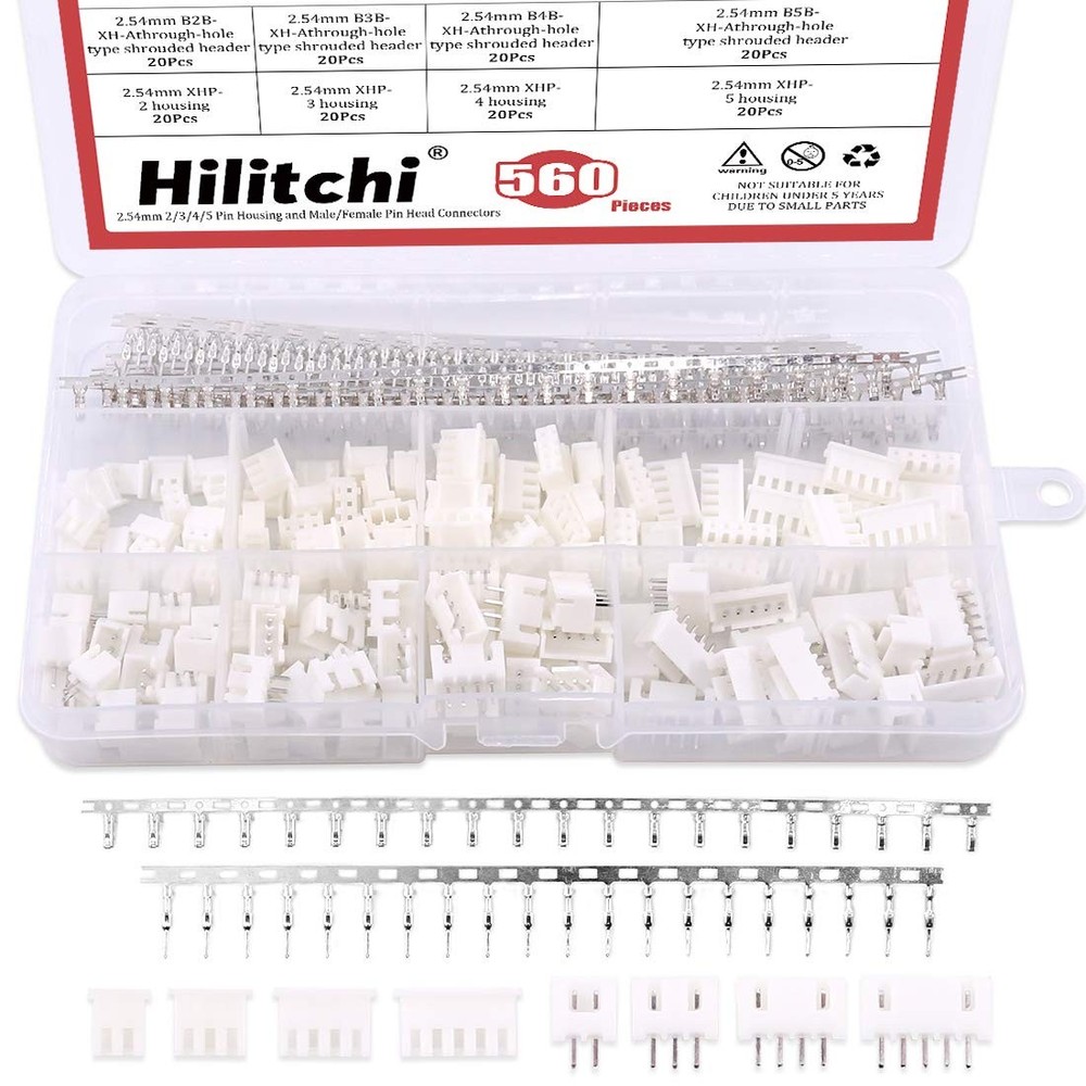 560Pcs 2.54mm 2/3/4/5 Pin Housing and Male/Female Pin Head Connector Adapter …
