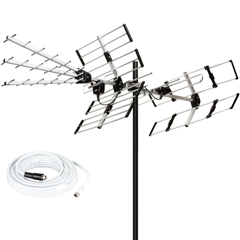 Five Star Outdoor TV Antenna 200 Miles Long Range Upgraded Yagi HD VHF UHF Su…