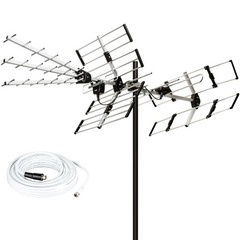 Five Star Outdoor TV Antenna 200 Miles Long Range Upgraded Yagi HD VHF UHF Su…