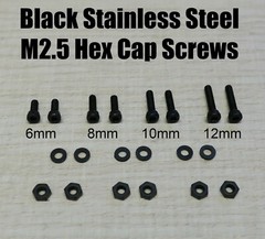 Black Phono Screw Kit M2.5 Hex Cap Stainless Steel for Cartridge Headshell 6-12