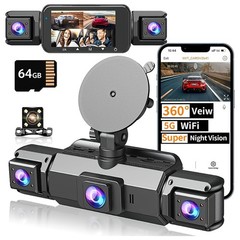 360 Degree View 4 Channel Dash Cam Front and Rear Inside Left Right, Dash Camera