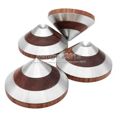 3x 46mm Rosewood + Stainless Steel Floor Speaker Shockproof Spike Pad Base Stand