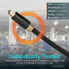 FosPower 2x 10FT Gold Plated Nylon Braided Digital Optical Audio Toslink Cable
