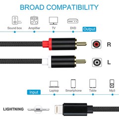 2-Male RCA to iOS Adapter Audio Stereo Cable Aux Cord Compatible with iPhone Pad