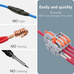 10Pcs Lever Wire Connectors, 1 in 4 Out DIY Mini Quick Terminal Block Compact Sp