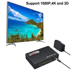 HDMI Splitter Amplifier 1 In 4 Out Duplicator Black