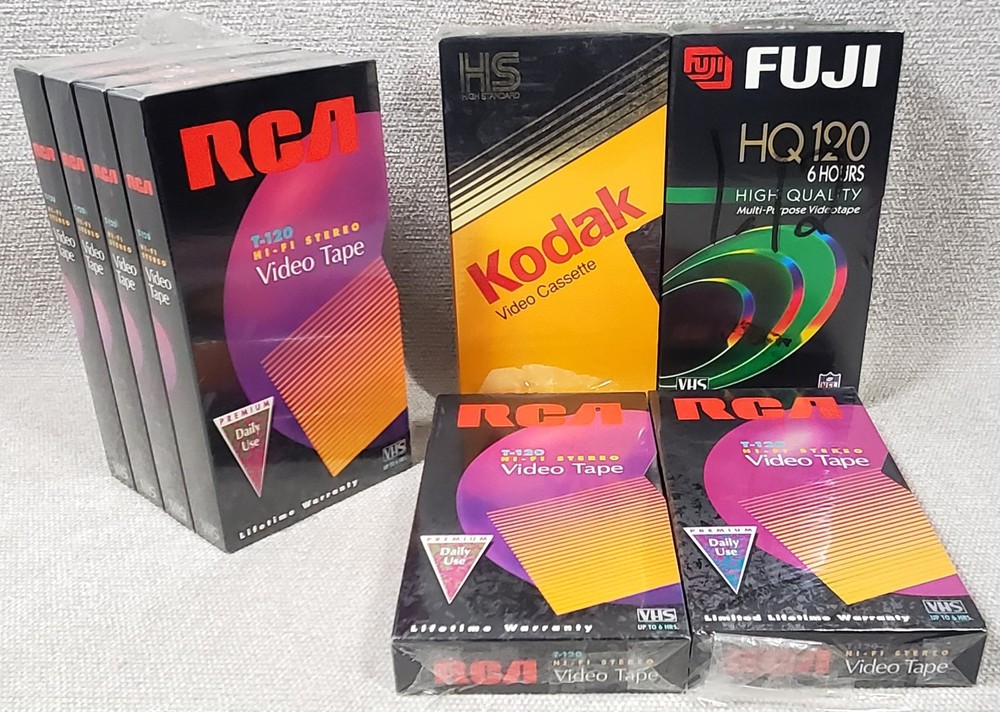 8 Sealed Blank VHS VIDEO TAPES T-120 HQ120 RCA, FUJI, Kodak up to 6 Hours