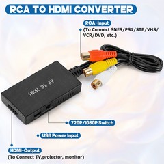 RCA to HDMI Converter with Aspect Ratio Switch (4:3/16:9) 1080P/720P AV to HDMI