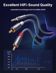 Durable 6.6ft RCA to 3.5mm Audio Cable – High-Quality Sound for All Devices