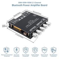 ZK-TB21 Bluetooth Amplifier Board,50W+50W+100W 2.1 Channel Subwoofer Amp Boar…