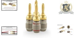 High-Fidelity 24k Gold Banana Plugs with Color-Coded Sleeves – 4 Pack, 10-18 AWG