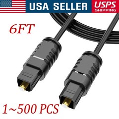 6FT Digital Fiber Optic Audio Cable Cord Optical TosLink for TV DVD AMP USA Lot