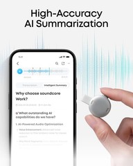 soundcore Portable AI Voice Recorder, AI Transcription, Summarization (White)