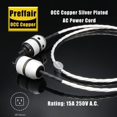 Preffair OCC Copper Silver Plated Audio Amplifier Cable C7 US Plug Power Cable