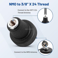 NMO to 3/8 X 24 Thread Antenna Adapter Low Loss Brass Connector for CB Ham Radio