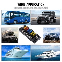 Car Power Distribution 12-24V Blade Fuse Holder Box Block Panel Board 6 WAY bar