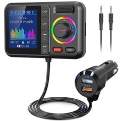 Bluetooth 5.0 Car Wireless FM Transmitter Adapter 2USB PD Charger AUX Hands-Free