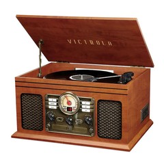 Victrola Quincy 6-in-1 Bluetooth CD Player Turntable VTA-200B MAH(open box)