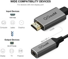 QGeeM HDMI Male to Mini DisplayPort DP Female Adapter Converter For HDMI Devices