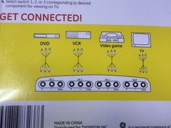 GE 3 Device Audio/Video AV Switch Component Video Stereo Audio Game 3 in 1 out