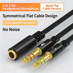 3.5mm Audio Jack to Headphone Microphone Splitter Converter Adaptor Mobile Tab
