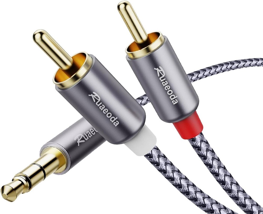 3.5mm to 2RCA Stereo Audio Cable 6FT Braided Double Shielded AUX Y Splitter Lea
