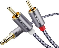 3.5mm to 2RCA Stereo Audio Cable 6FT Braided Double Shielded AUX Y Splitter Lea