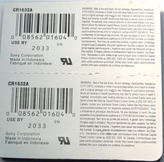 2 PK CR1632 SONY 3V LITH (GREAT EXP DATE 2033) DL1632 ECR2032 FREE SHIP AND TRAK
