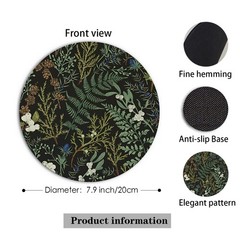 XUNLURY Dark Green Plant Mouse Pad, Vintage 7.9×7.9 inches, color 1