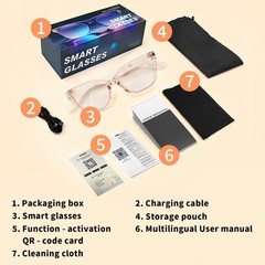 AI Smart Glasses 144+Translation Bluetooth Open-Ear Speakers for Music Call Work