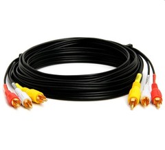 12 Feet Heavy Duty 3 RCA Gold Plated Composite Audio Video AV Cable New Sealed