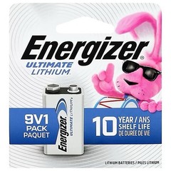 Energizer Ultimate Lithium 9V Block Battery 1-Pack L522BP 10 Year Shelf Life