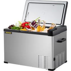VEVOR C40 – 42 Quart Portable Fridge, Dual Voltage (12V/24V AC) Travel – Silver